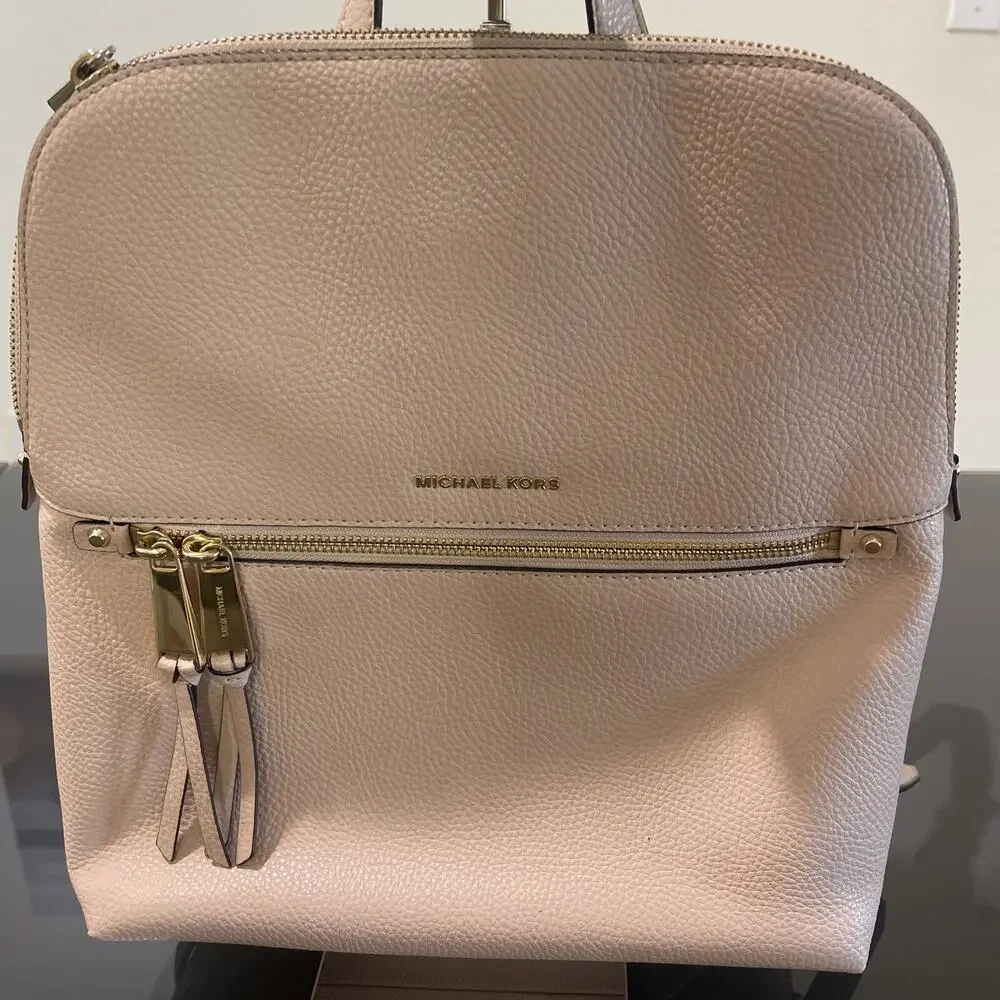 Michael Kors Rhea Pink Soft Pebbled Leather Backpack